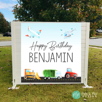 Things that Go Backdrop, Transportation Birthday Banner, Boys Vehicles Birthday Backdrop, Transportation Step & Repeat Banner, Vehicles Sign