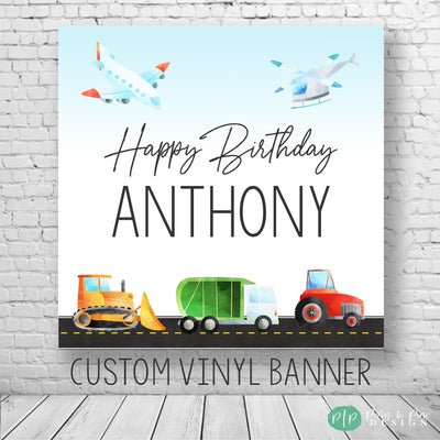 Things that Go Backdrop, Transportation Birthday Banner, Boys Vehicles Birthday Backdrop, Transportation Step & Repeat Banner, Vehicles Sign