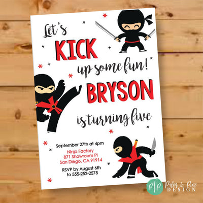 Ninja Birthday Invite, Ninja Birthday Invitation, Ninja Invite, Ninja Party, Boys Birthday Invite, Boys Ninja Birthday Party, Ninja party