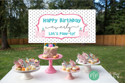 Cat Birthday Banner, Kitty Birthday Party, Let's Paw-ty Cat Backdrop, Cat Party Decoration, Kitty Photo Backdrop, First Birthday Kitty Party