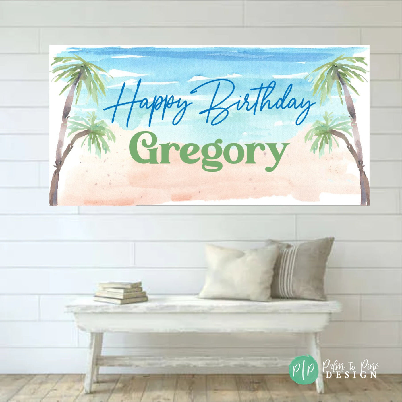 Tropical Palm Tree, Palms Birthday Banner, Aloha banner, Palm Aloha Birthday Party Decor, Beach Birthday Backdrop, Tropical Party Decoration