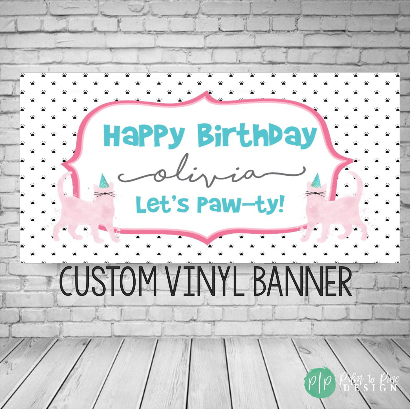 Cat Birthday Banner, Kitty Birthday Party, Let's Paw-ty Cat Backdrop, Cat Party Decoration, Kitty Photo Backdrop, First Birthday Kitty Party