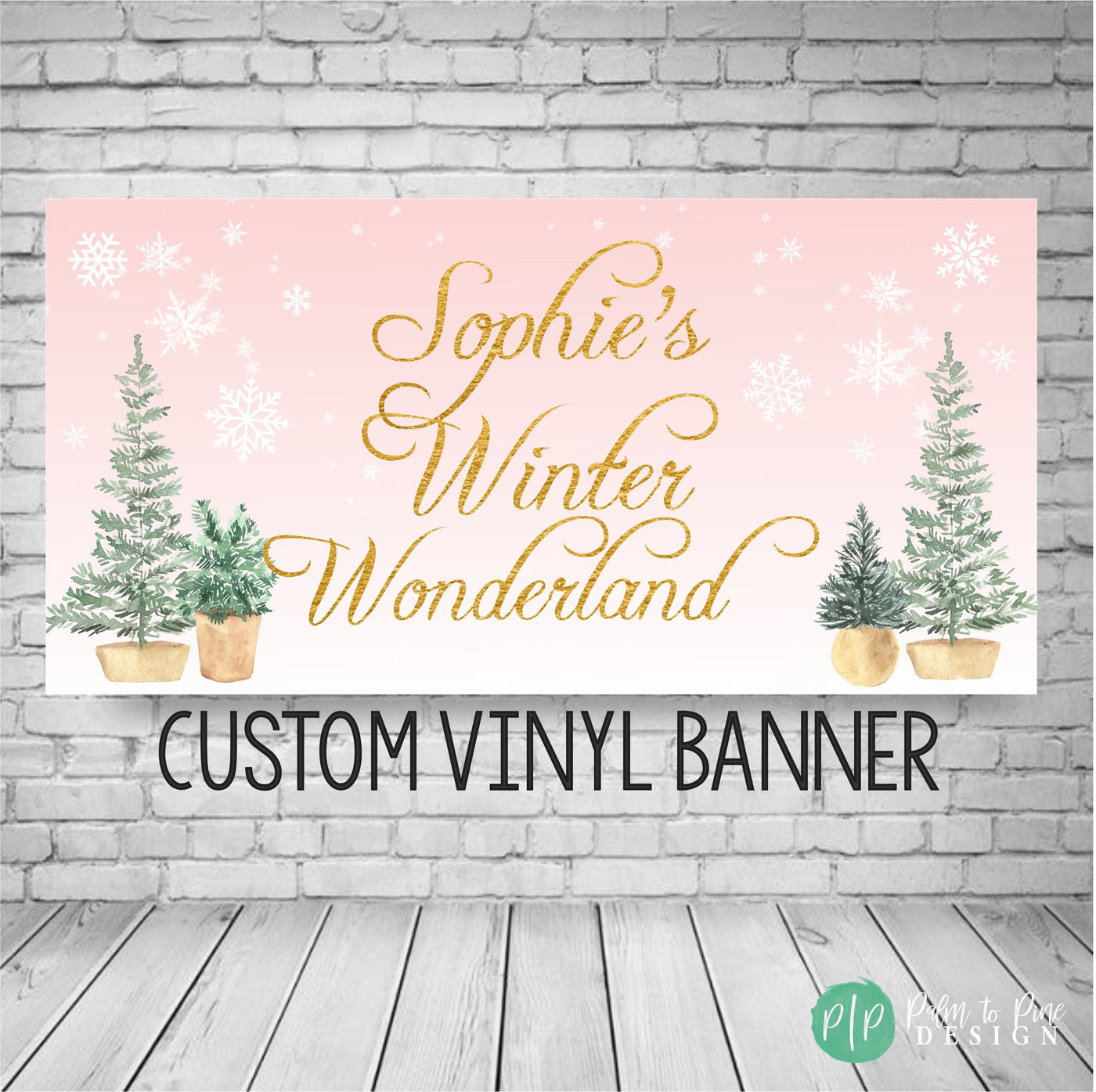 Winter Wonderland Birthday Banner, Winter Birthday Party, Snowflake Birthday Banner, Gold Winter Snowflake banner, Christmas Photo Backdrop