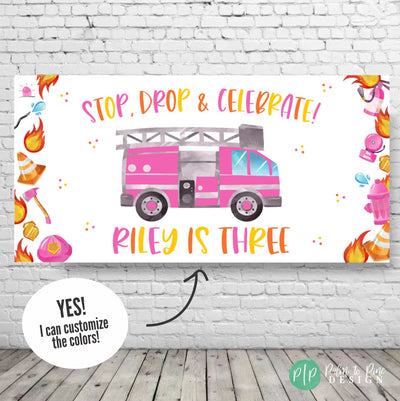 Firetruck truck birthday, Fire Fighter birthday Banner, Fire engine Birthday Banner, Firefighter Party Decor, Fireman birthday decorations