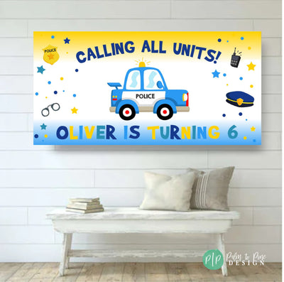 Police Car Banner, Police Birthday Decor, Police Birthday Banner, Police Birthday Backdrop, Policeman birthday decor, law enforcement banner