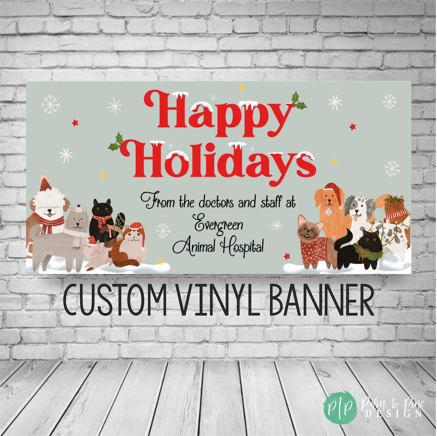 Happy Holidays Veterinary Banner, Veterinary Appreciation Banner, Dog and Cat Christmas Sign, Veterinarian Christmas Sign, Pet Store Sign