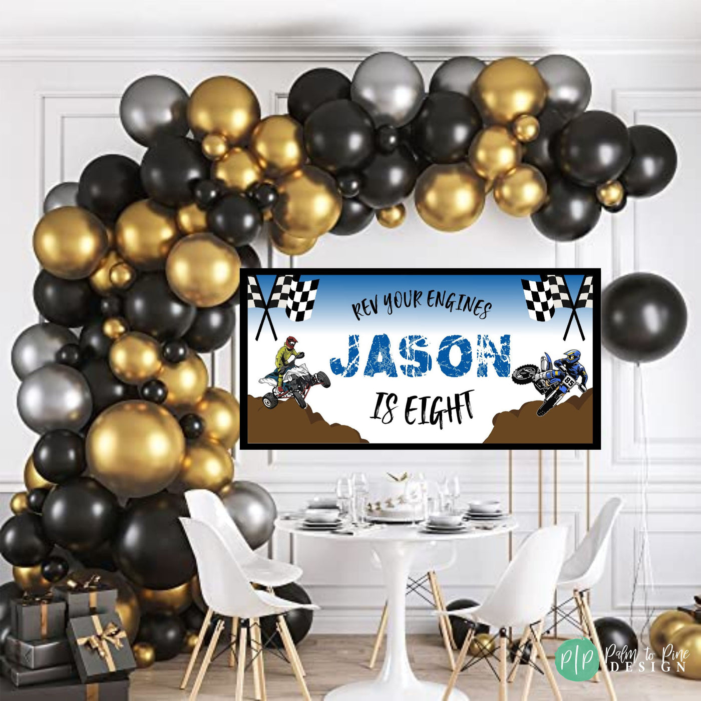 ATV birthday banner, Dirt Bike Party Decoration, Racing Birthday Party, Motorcycle Birthday, 4 wheeler banner, Personalized Motocross Banner