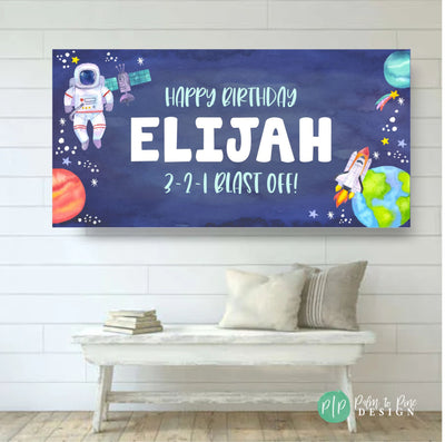 Space Banner, Outer Space Birthday Banner, First Trip Around the Sun Banner, Space Birthday Decor, Astronaut Banner, Space Galaxy Banner Boy