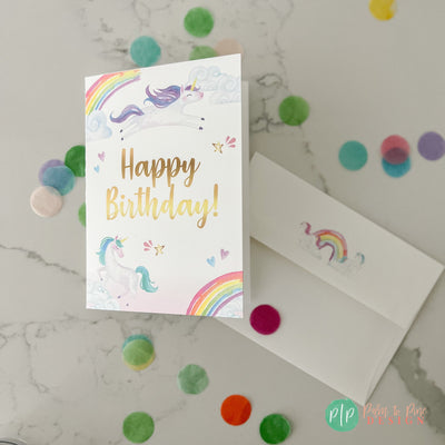Unicorn Birthday Card, Girls Birthday Greeting Card, Professionally printed Unicorn Birthday Card, Girls birthday card, A7, 5x7 Folded Card