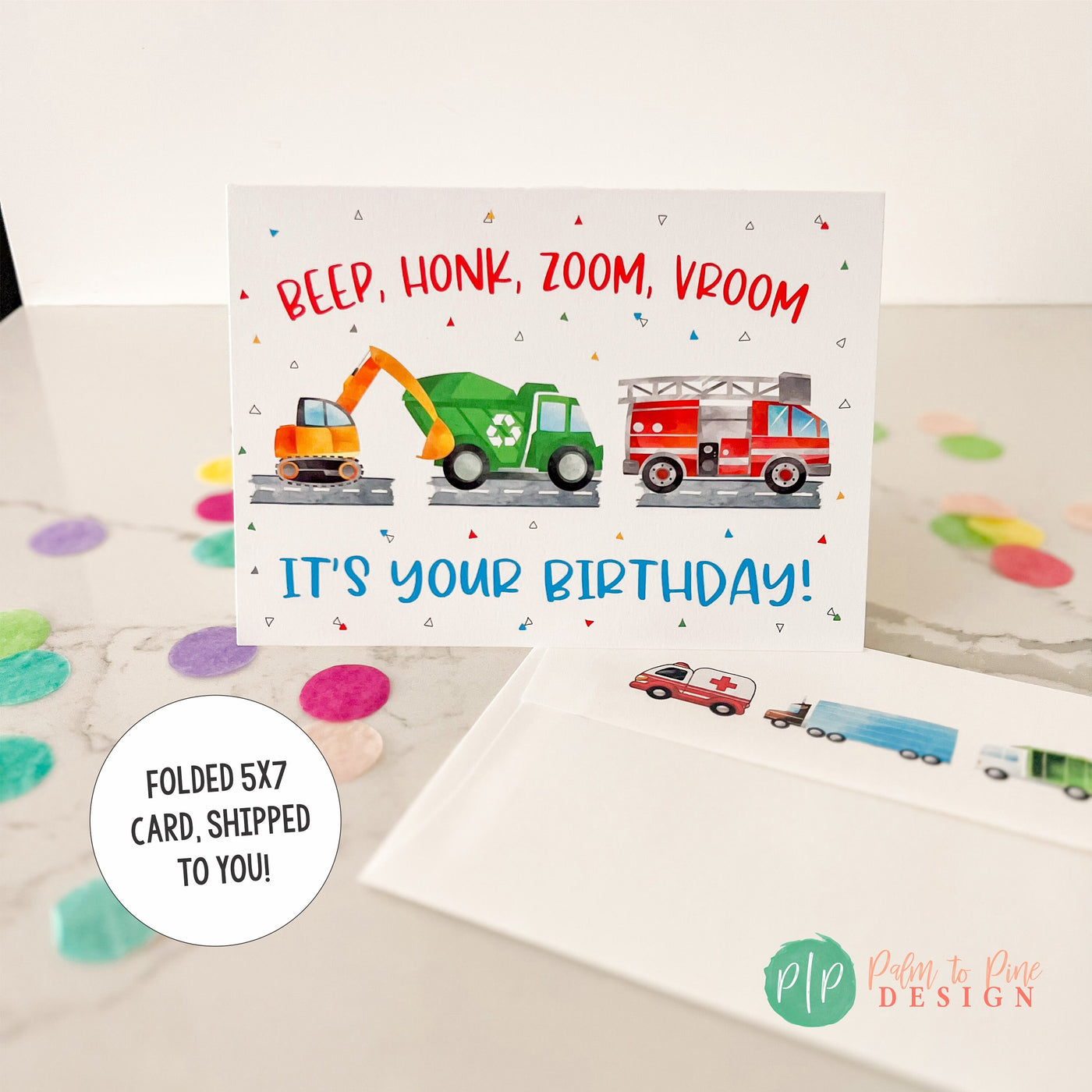 Happy Birthday Card, Transportation Birthday Card, Kids Birthday Greeting Card, Kid Birthday Personalized Card, Transportation Birthday Card