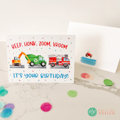 Happy Birthday Card, Transportation Birthday Card, Kids Birthday Greeting Card, Kid Birthday Personalized Card, Transportation Birthday Card