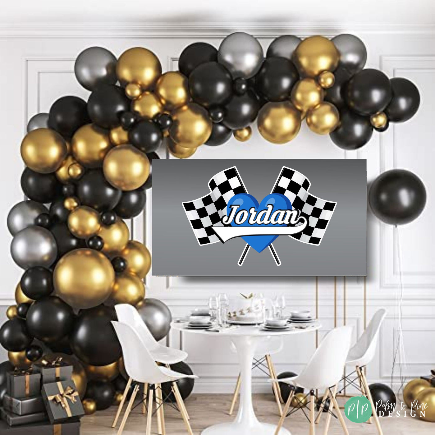 Racecar Checkered Flag Birthday Banner, Race Car Party Decor, Car Party Decorations, Race Car Checkered Flag Banner, Custom Race Car Banner