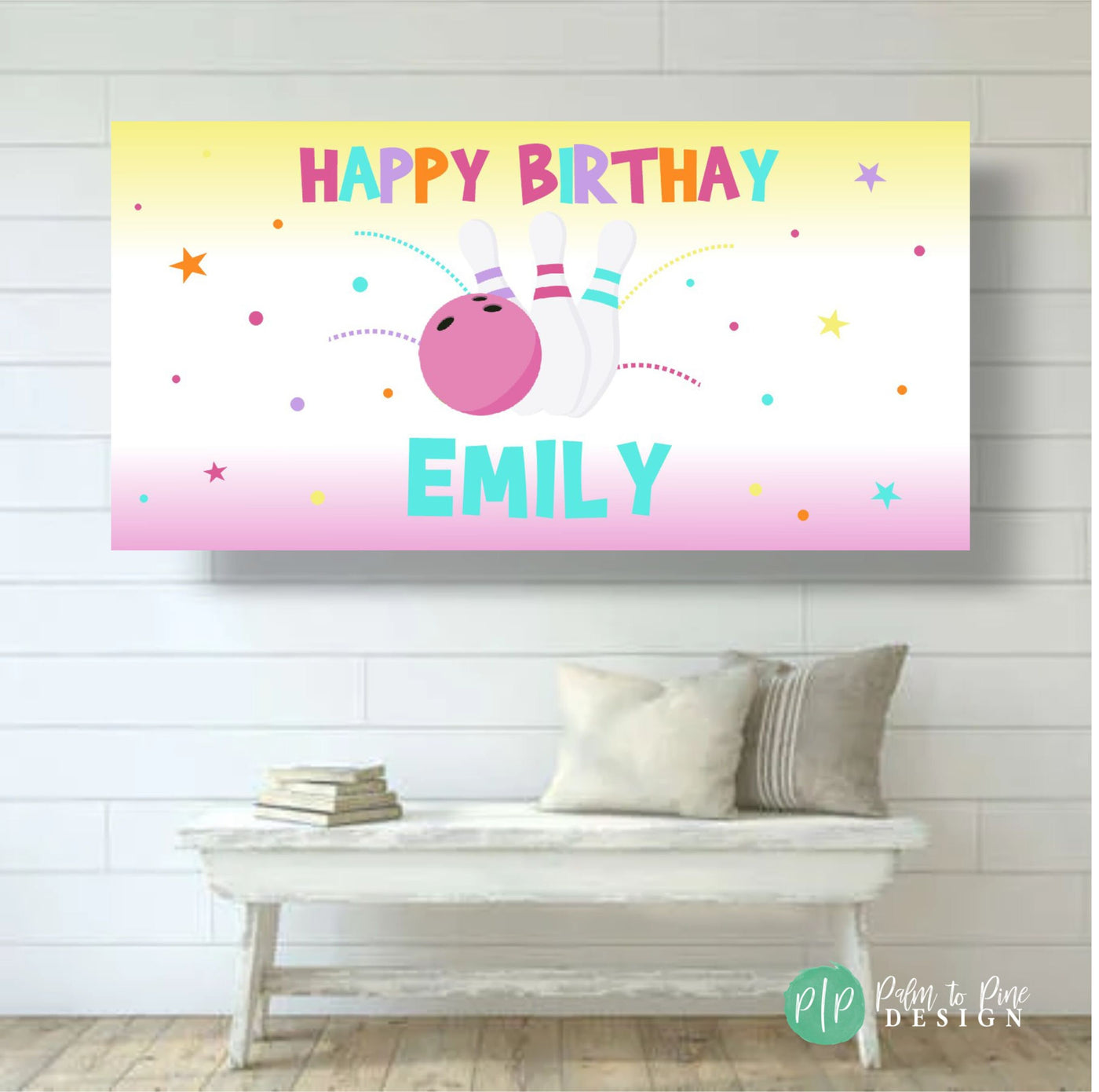 Bowling Birthday Banner, birthday bowling sign, bowling birthday banner for yard, bowling birthday decorations, girl bowling birthday banner