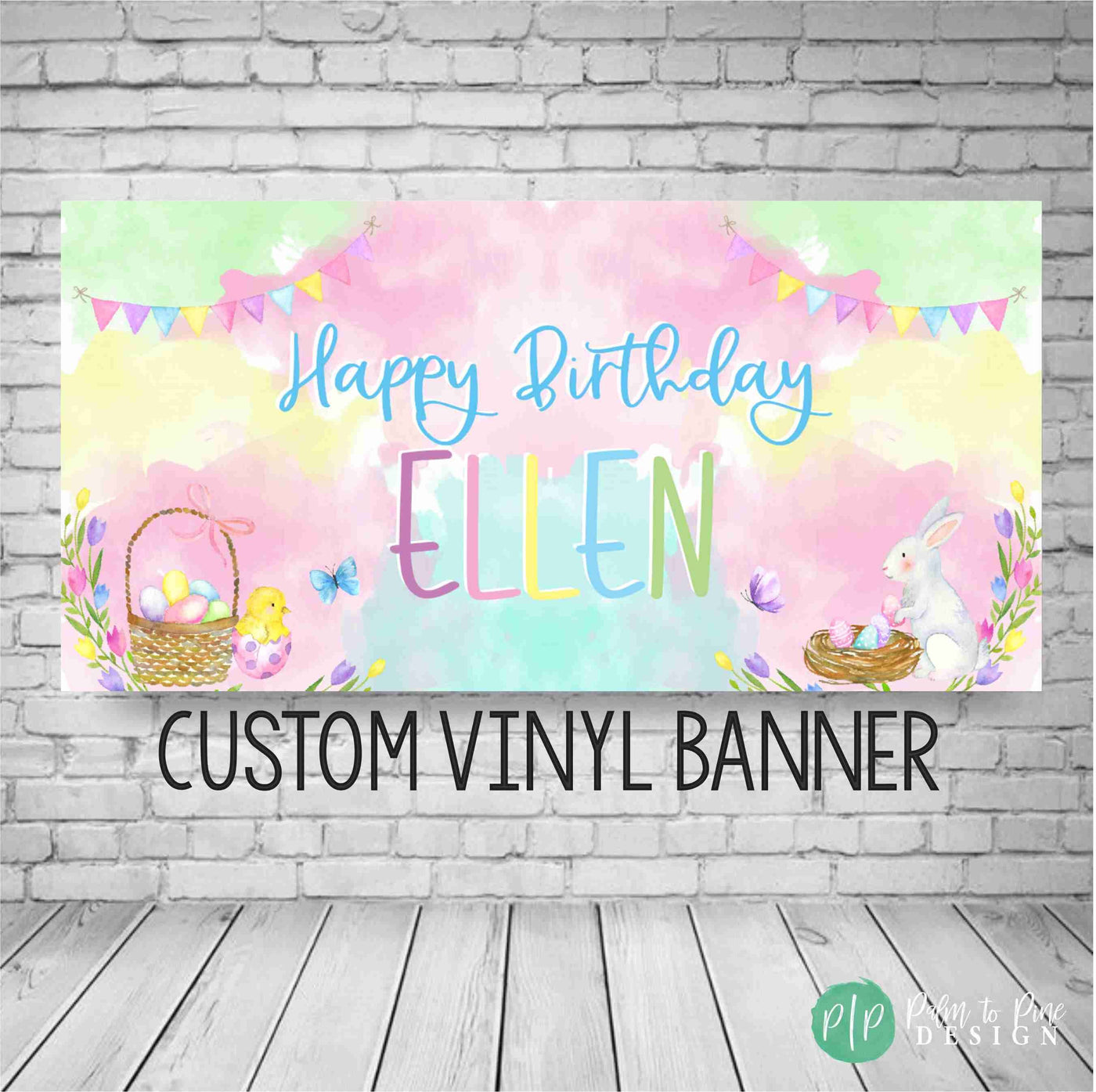 Easter Birthday Birthday, Hoppy Birthday Banner, Easter Egg Hunt Banner, Easter Party Backdrop, Girls Easter Birthday Banner, Pastel Easter