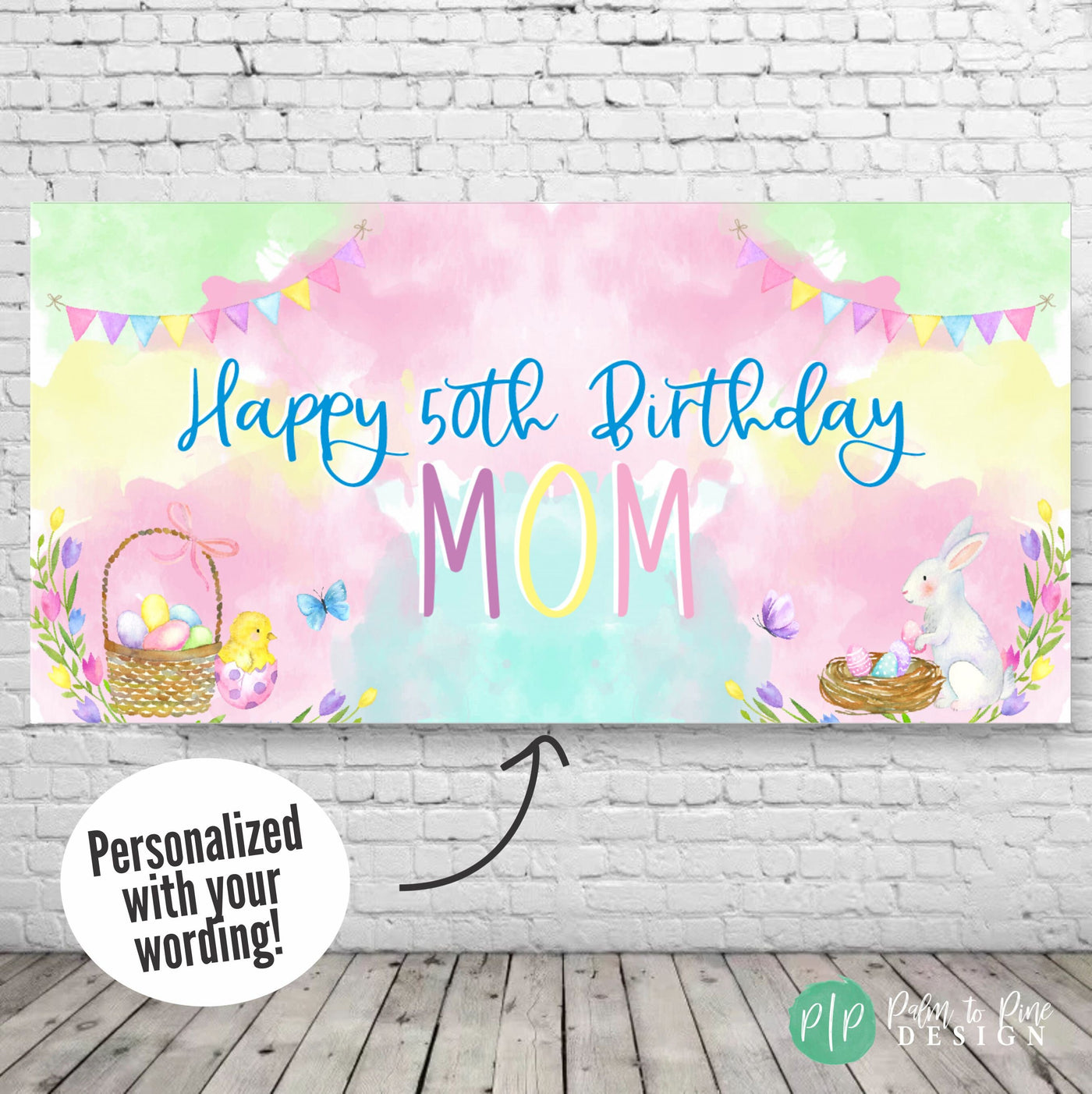 Easter Birthday Birthday, Hoppy Birthday Banner, Easter Egg Hunt Banner, Easter Party Backdrop, Girls Easter Birthday Banner, Pastel Easter