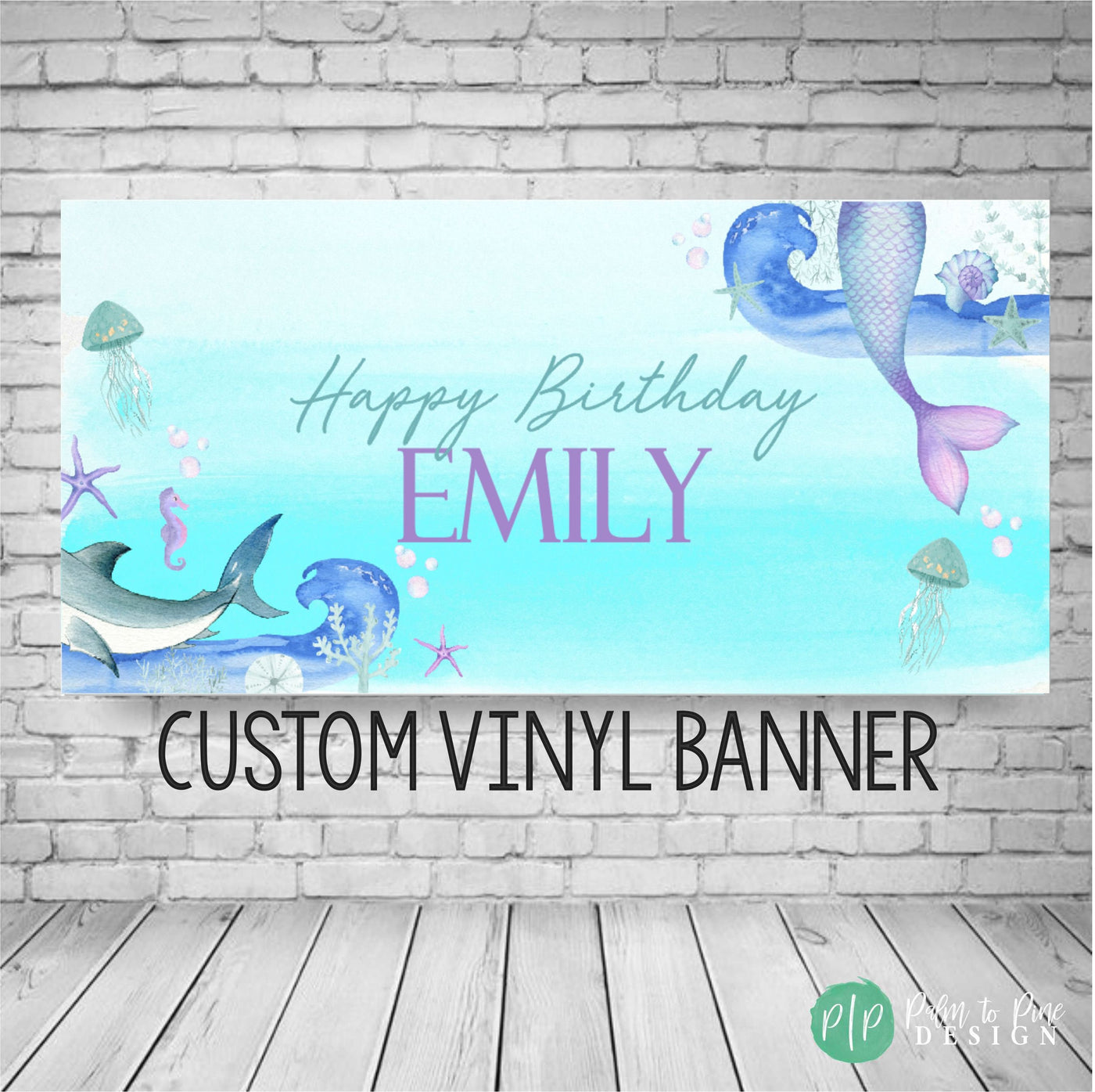 Shark Mermaid Birthday Banner, Under The Sea Birthday Decor, Shark Birthday Banner, Mermaid Birthday Backdrop, Ocean Birthday Banner,Sealife