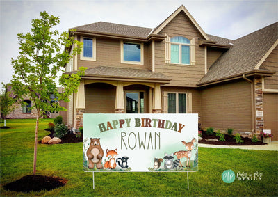 Woodland Birthday Decorations, Woodland Birthday Banner, Woodland Birthday Banner, Woodland Creatures Banner, Woodland Animal Banner