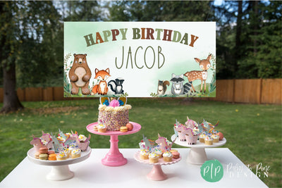 Woodland Birthday Decorations, Woodland Birthday Banner, Woodland Birthday Banner, Woodland Creatures Banner, Woodland Animal Banner