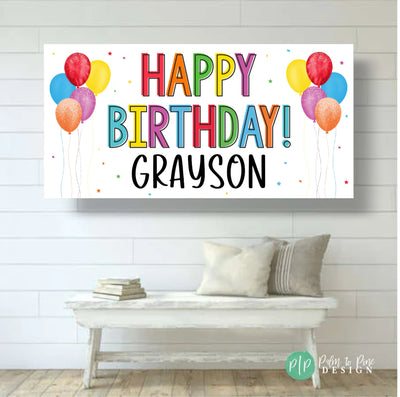 Happy Birthday Banner personalized, Custom Birthday Banner, Rainbow Birthday Banner, Colorful Adult Birthday Backdrop, Happy Birthday Banner