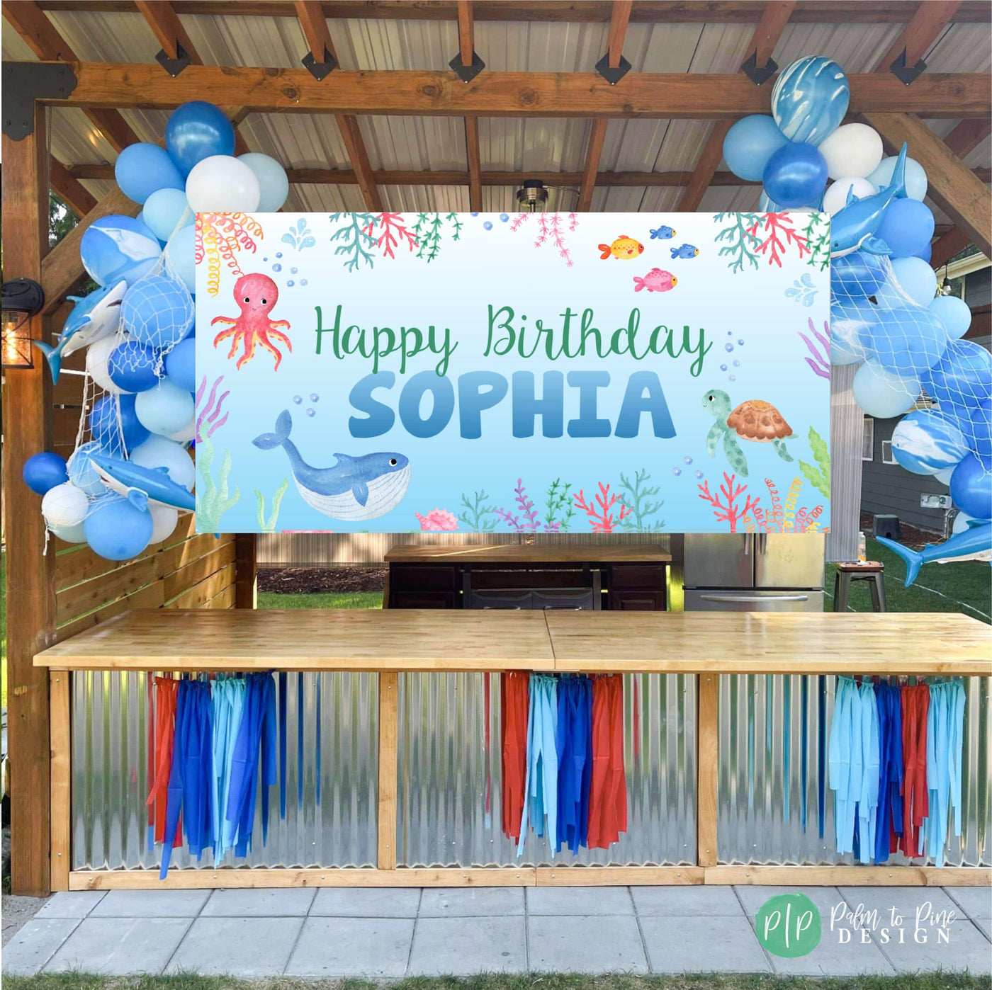 Under the sea party decorations, Under the Sea Birthday Banner, Under the sea backdrop, Under the sea banner, Ocean birthday banner, Sealife