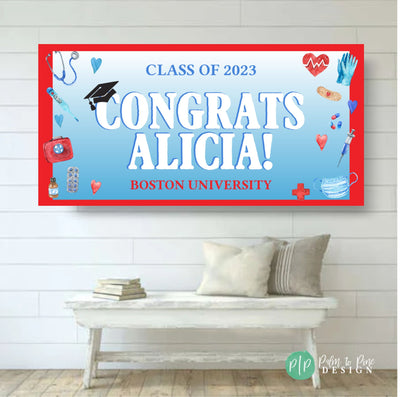 Med School Graduation Party Banner, 2023 Medical Graduation Decor, Medical School Graduation Backdrop, Medical School Graduation Party Deco