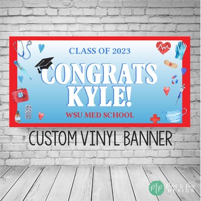 Med School Graduation Party Banner, 2023 Medical Graduation Decor, Medical School Graduation Backdrop, Medical School Graduation Party Deco