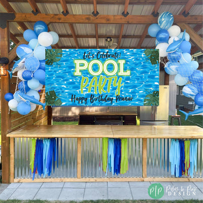 Pool Party Backdrop, Pool Party Birthday Banner, Pool Party Decorations, Splish Splash Birthday, Summer Pool Decoration, Splash Party Decor