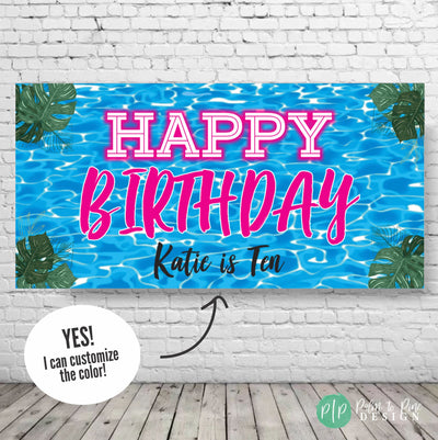 Pool Party Birthday Banner