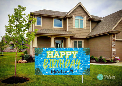 Pool Party Birthday Banner