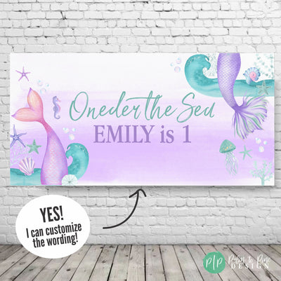 Mermaid Birthday Party, Mermaid Birthday Banner, Mermaid banner, Under the sea Decoration, Mermaid Backdrop, Watercolor mermaid birthday