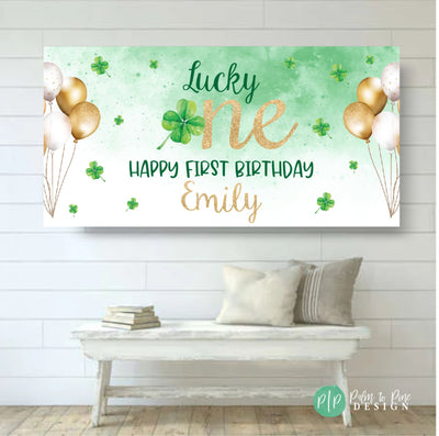 Lucky One Birthday Banner, St. Patricks Birthday Decor, First Birthday Birthday Backdrop, Lucky One Party, Lucky Clover Birthday Party, Luck