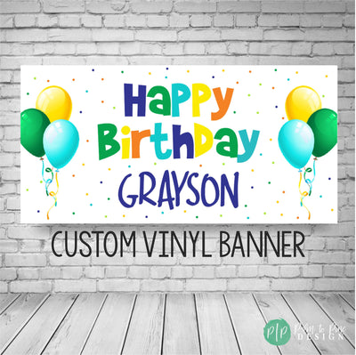 Happy Birthday Personalized Boys Banner, Boys Birthday Banner, Custom Birthday Backdrop, Kids Birthday Decorations, Happy Birthday Party