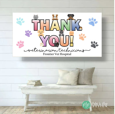 Veterinary Appreciation Banner, Veterinary Receptionist Week Banner, Veterinary Technician Gift, Vet Tech Sign, Thank You Veterinarian Sign