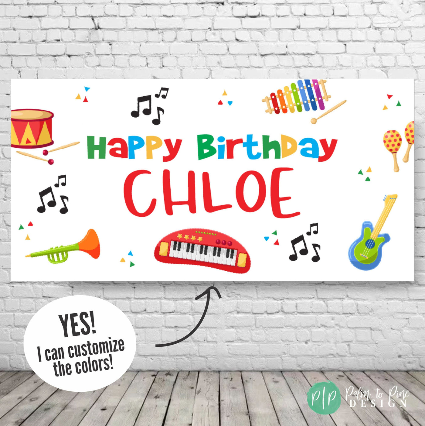 music birthday banner for kids