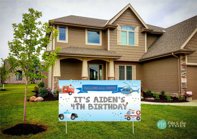 Emergency Vehicle Birthday Banner