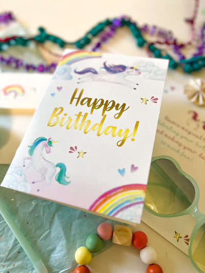 Unicorn Birthday Card, Girls Birthday Greeting Card, Professionally printed Unicorn Birthday Card, Girls birthday card, A7, 5x7 Folded Card