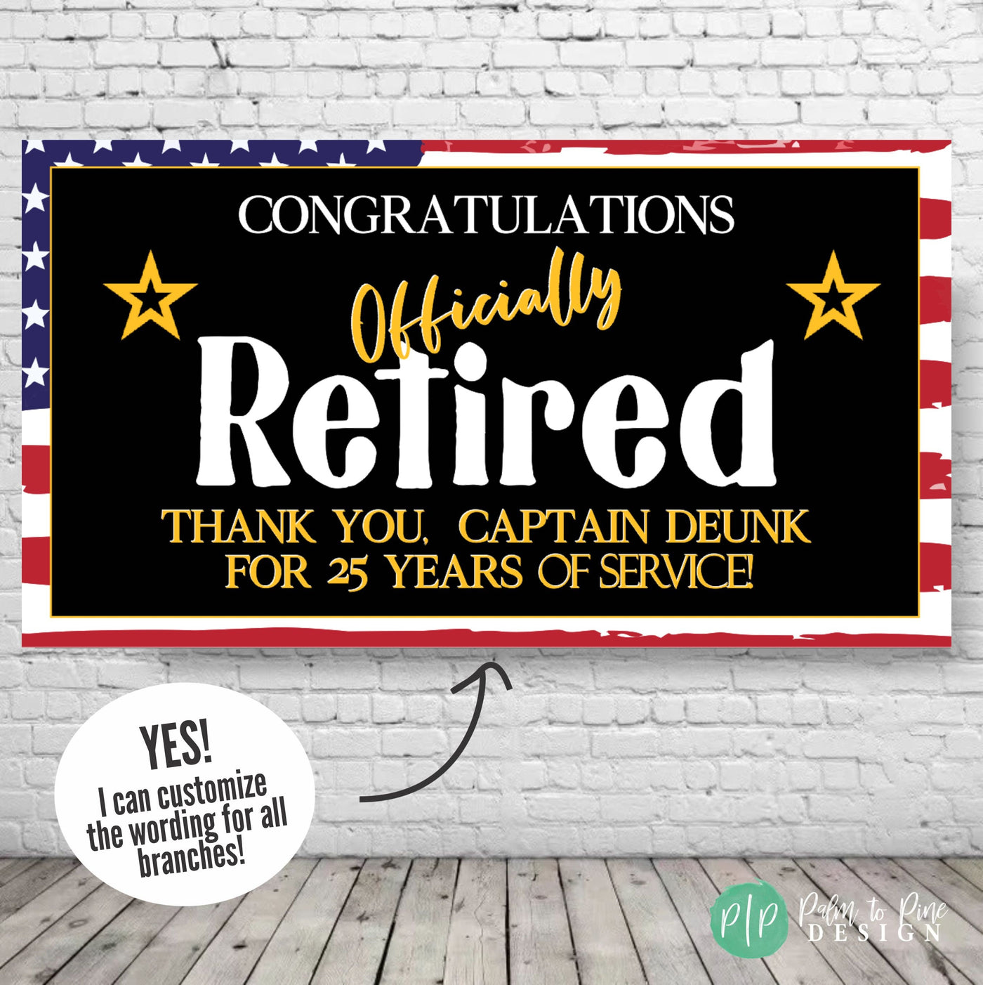 US Military Retirement Banner, Personalized Military Retirement Sign, Soldier Retirement Party Decor, Military Retirement Decorations