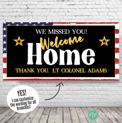 Marine Welcome Home Banner, Custom Welcome Home Retirement Banner, All branches military homecoming party decor, Military Retirement Sign,