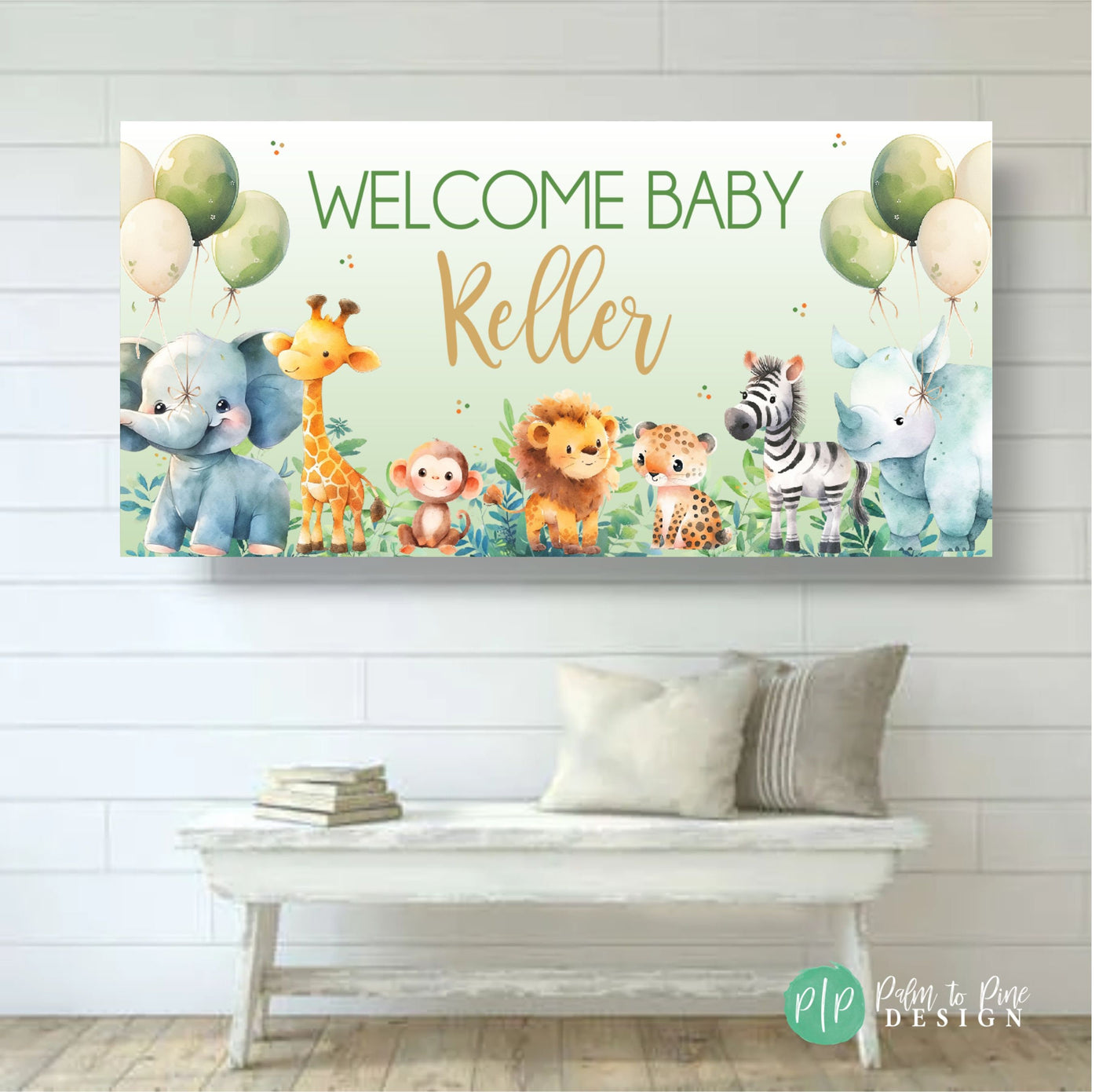 Safari Baby Shower Banner, Personalized Jungle Baby Shower Decorations, Zoo Animal Custom Birthday Banner, Jungle Animal Baby Shower Decor