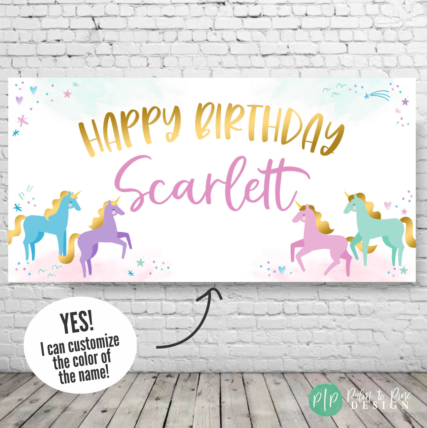 Unicorn Birthday Party Decorations, Unicorn Personalized Birthday Banner, Unicorn Birthday Backdrop, Custom Girls Unicorn Birthday Banner