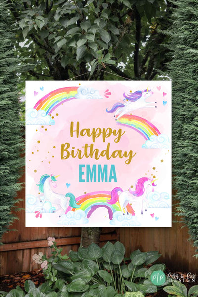 Unicorn Personalized Birthday Banner, Unicorn Birthday Sign, Unicorn Birthday Backdrop, Unicorn Party Decorations, Unicorn Photo Backdrop