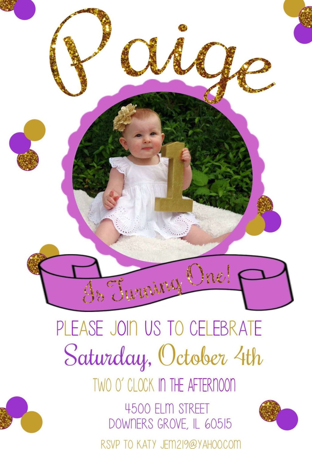 Pink & Gold Birthday Party Invitation