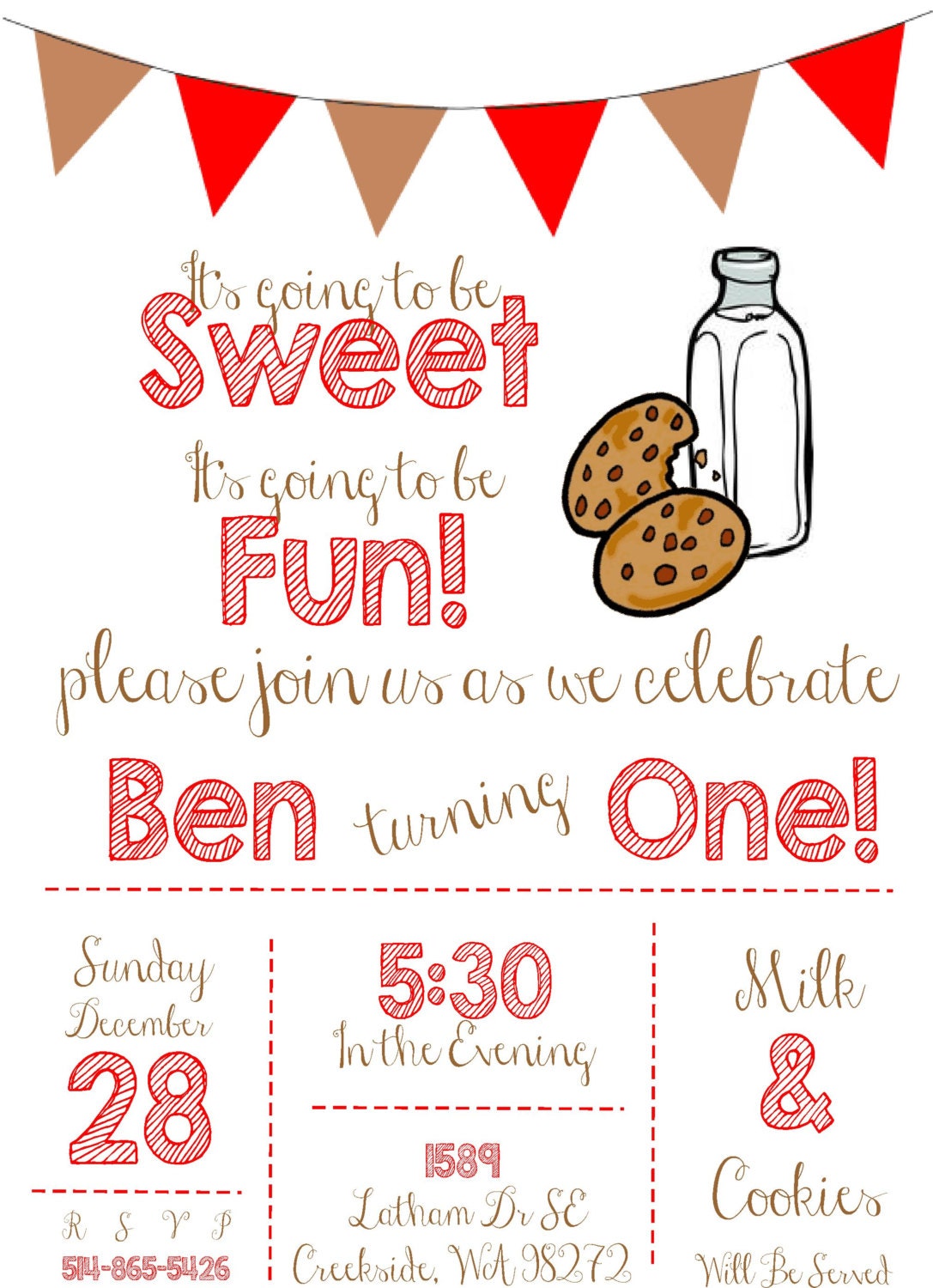 Milk and Cookies Birthday Invitation, Milk and Cookies Party, Milk and Cookies Birthday Party Invite, Cookie Party Invite, First Birthday