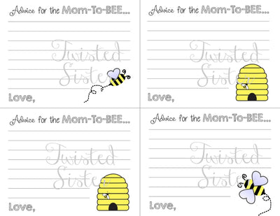 Baby Shower Games, What Will It BEE Baby Shower Games, Advice for the Mom to BEE, Bumblebee baby shower decor, Advice Cards for Baby Shower