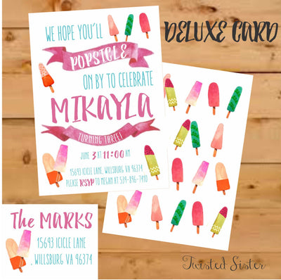 Popsicle Invitation, Popsicle Party, Popsicle Invite, Summer Birthday Invitation, Watercolor Popsicle, Popsicle Birthday Party, Third Bday