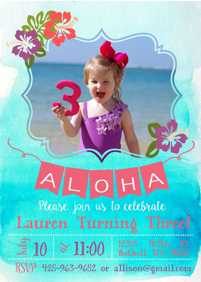 Luau birthday invitation