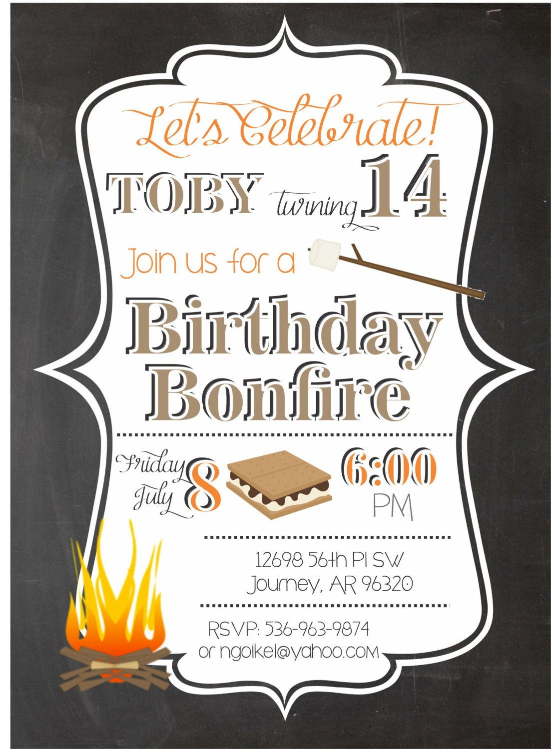 Bonfire Birthday Invitation